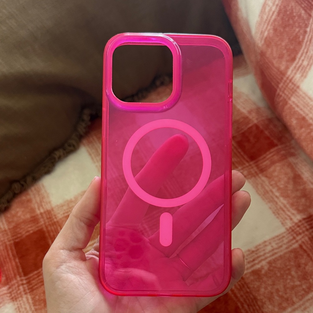 I phone 14 pro max Transparent Pink Phone Case